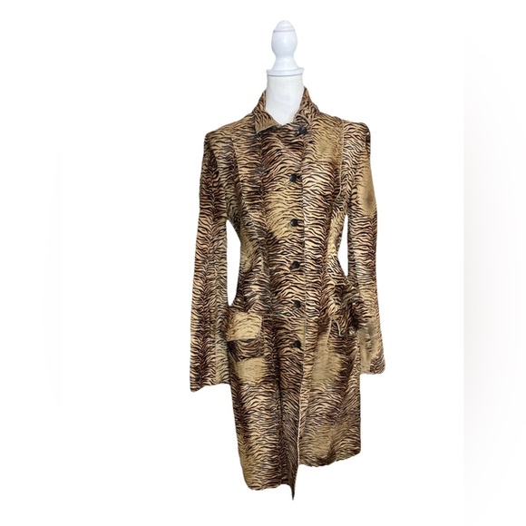 Vintage Roberto Cavalli Animal Print Leather Pony/calf Hair Y2K Coat Sz 44 M - Picture 1 of 15